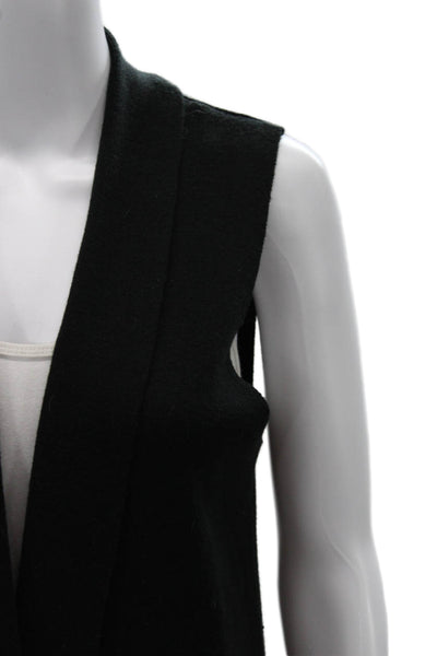 St. Tropez Women V-Neck Sleeveless Black Merino Wool Blend Vest Size M