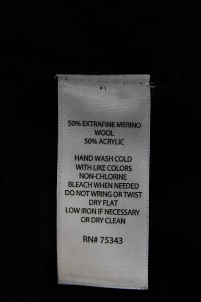 St. Tropez Women V-Neck Sleeveless Black Merino Wool Blend Vest Size M