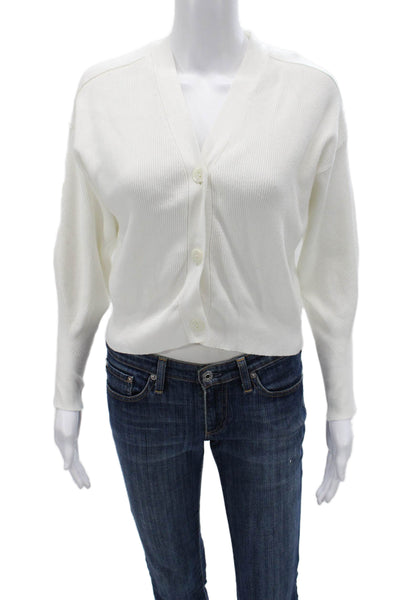 Zara Unisex Cardigan White V-Neck Button Long Sleeve Size S