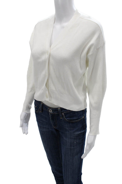 Zara Unisex Cardigan White V-Neck Button Long Sleeve Size S
