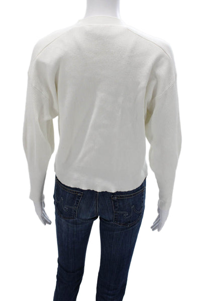 Zara Unisex Cardigan White V-Neck Button Long Sleeve Size S
