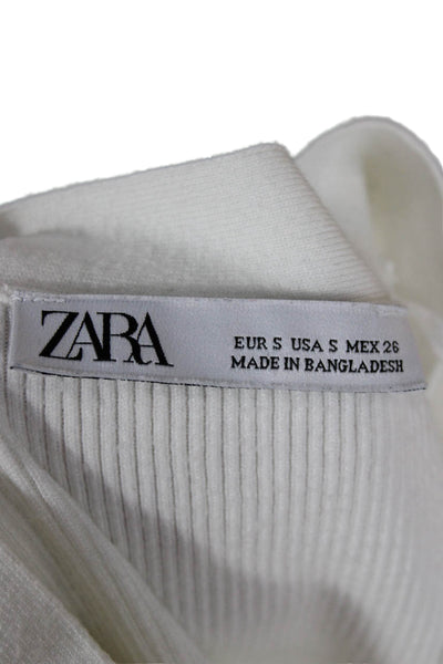 Zara Unisex Cardigan White V-Neck Button Long Sleeve Size S