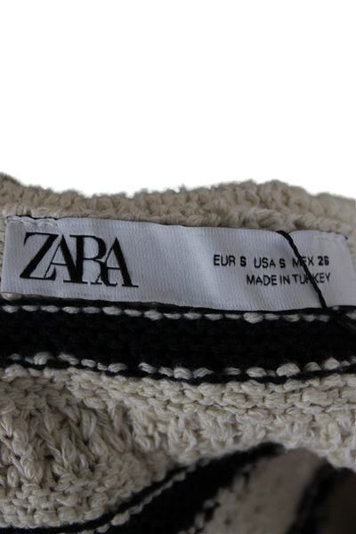 Zara Women Striped V Neck Button Cotton Polyester Nautical Vest Size S