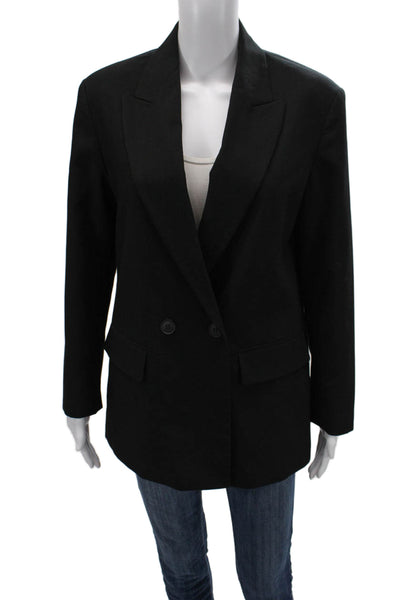 Zara Womens Classic Black Polyester V-Neck Button Blazer Long Sleeve Size XS