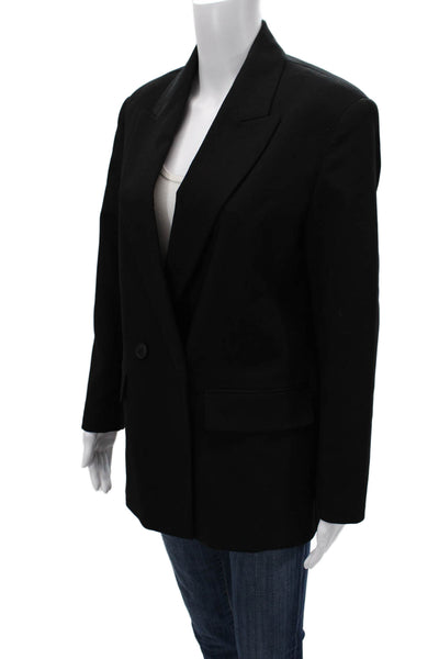 Zara Womens Classic Black Polyester V-Neck Button Blazer Long Sleeve Size XS