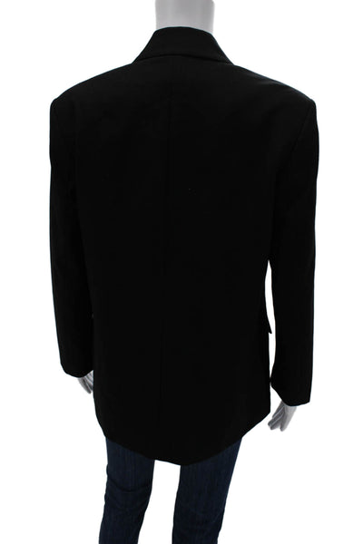 Zara Womens Classic Black Polyester V-Neck Button Blazer Long Sleeve Size XS