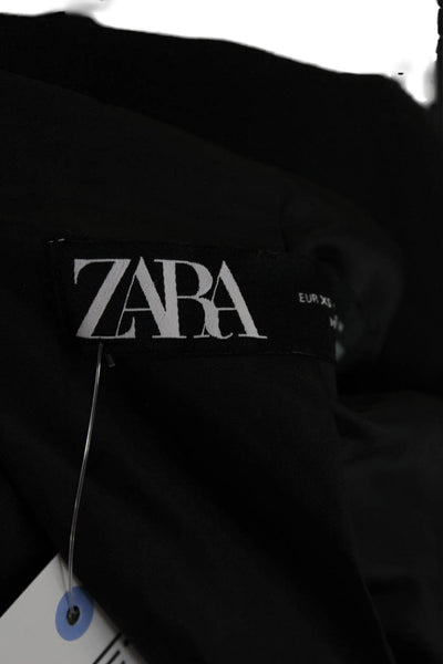 Zara Womens Classic Black Polyester V-Neck Button Blazer Long Sleeve Size XS
