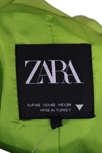 Zara Unisex Green Collared Button Blazer Long Sleeve Wool Blend Size XS