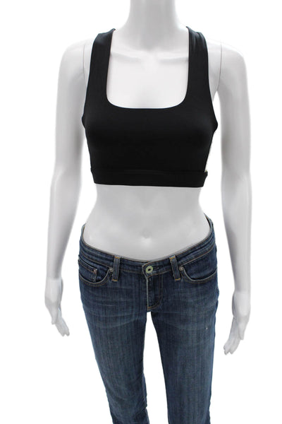 Splits 59 Womens Scoop Neck Stretch Knit Sports Bra Black Green Size Small