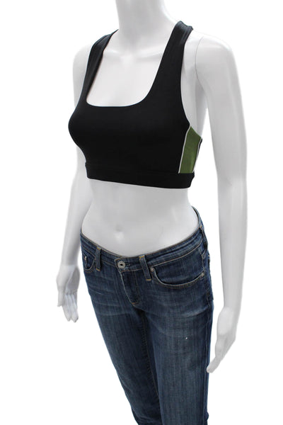 Splits 59 Womens Scoop Neck Stretch Knit Sports Bra Black Green Size Small