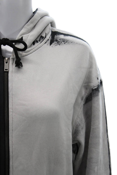 Zara Women Full-Zip Hoodie Black Long Sleeve Cotton Blend Grunge Size M