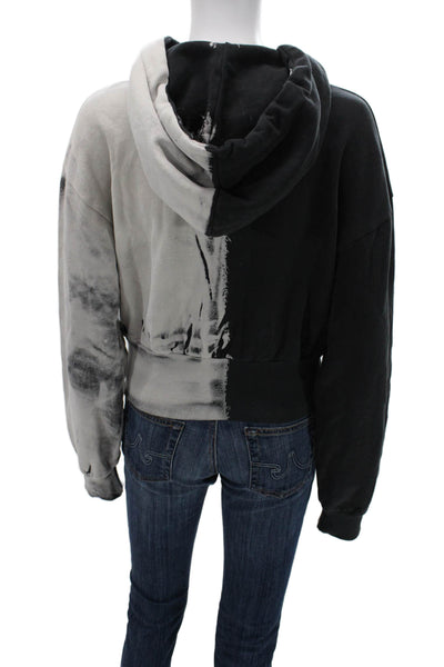 Zara Women Full-Zip Hoodie Black Long Sleeve Cotton Blend Grunge Size M