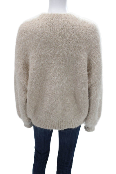 Zara Unisex Pullover Sweater Beige Crew Neck Long Sleeve Size S