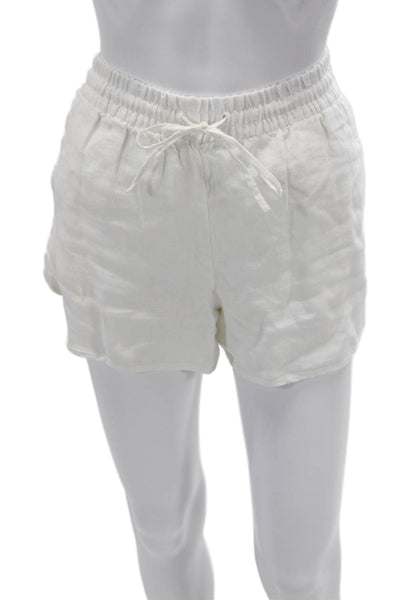 Club Monaco Unisex Linen Drawstring Beach Shorts White Size XS