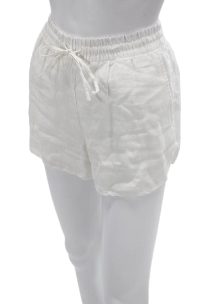 Club Monaco Unisex Linen Drawstring Beach Shorts White Size XS