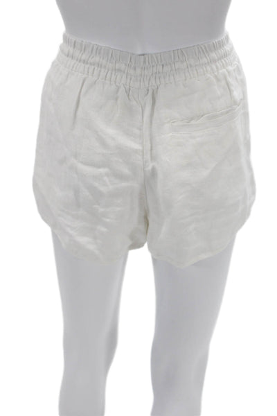 Club Monaco Unisex Linen Drawstring Beach Shorts White Size XS
