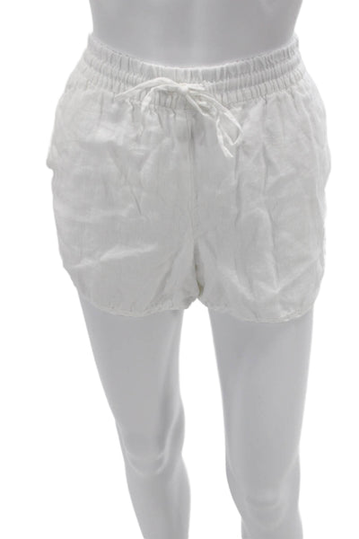Club Monaco Unisex White Linen Drawstring Beach Shorts Size S