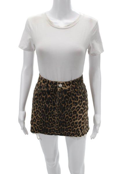 Zara Women Mini Animal Print Black Cotton Skirt Short Size M