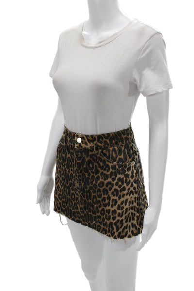 Zara Women Mini Animal Print Black Cotton Skirt Short Size M