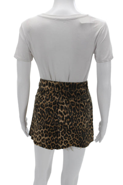 Zara Women Mini Animal Print Black Cotton Skirt Short Size M