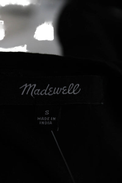 Madewell Women Bohemian Black Long Sleeve Round Neck Blouse Size S
