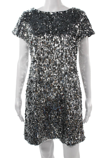 Vince Camuto Women Black Mini Shift Dress Knee Length Short Sleeve Size M