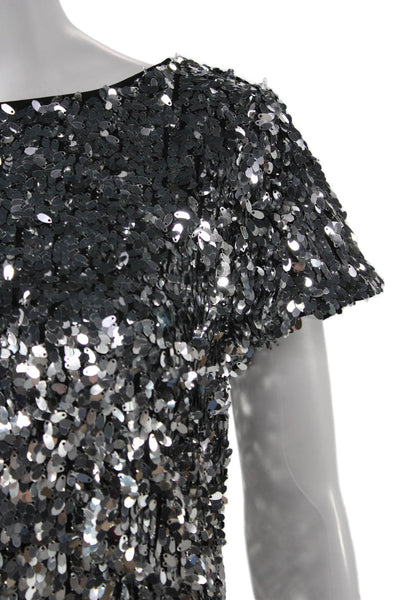 Vince Camuto Women Black Mini Shift Dress Knee Length Short Sleeve Size M