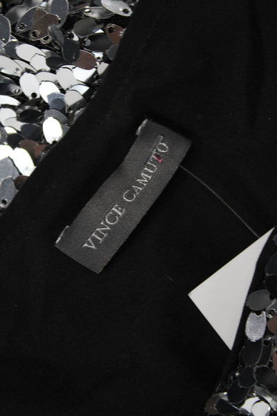 Vince Camuto Women Black Mini Shift Dress Knee Length Short Sleeve Size M