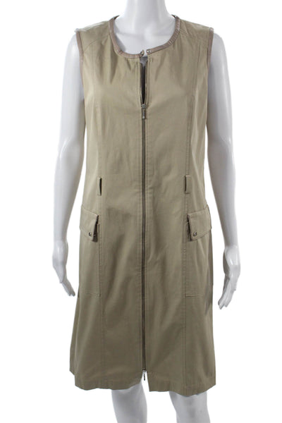 Gerard Darel Women Shift Shirt Dress Beige Sleeveless Knee Length Size 40