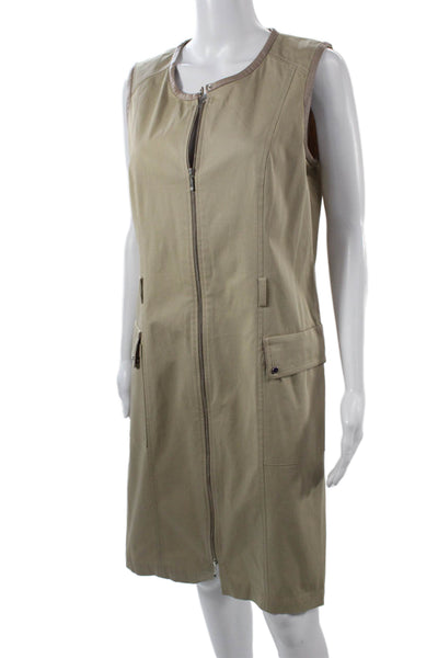 Gerard Darel Women Shift Shirt Dress Beige Sleeveless Knee Length Size 40