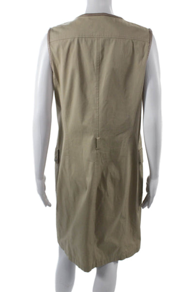 Gerard Darel Women Shift Shirt Dress Beige Sleeveless Knee Length Size 40