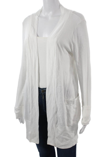 Splendid Unisex White Cardigan Sweater Long Sleeve Pima Modal Size L