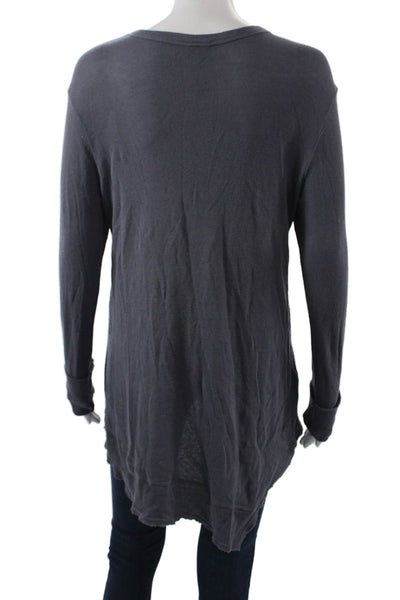 Wilt Womens Basic Dark Gray Long Sleeve Crew Neck T-Shirt Grunge Size M