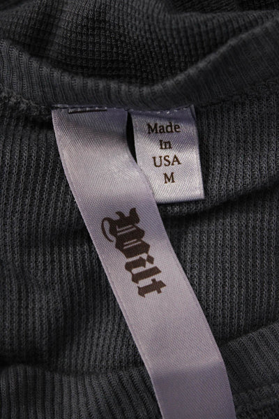 Wilt Womens Basic Dark Gray Long Sleeve Crew Neck T-Shirt Grunge Size M