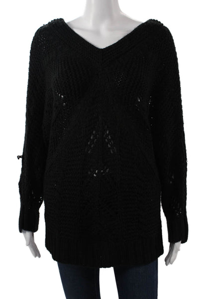Zoa Unisex Black V Neck Pullover Long Sleeve 85% Acrylic 15% Wool Size M