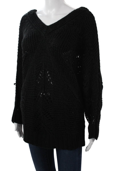 Zoa Unisex Black V Neck Pullover Long Sleeve 85% Acrylic 15% Wool Size M