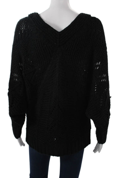 Zoa Unisex Black V Neck Pullover Long Sleeve 85% Acrylic 15% Wool Size M