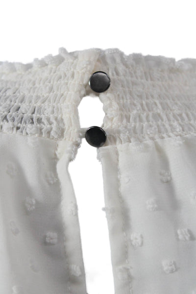 1 State Women White Polka Dot Short Sleeve Mock Neck Blouse Polyester Size 1X