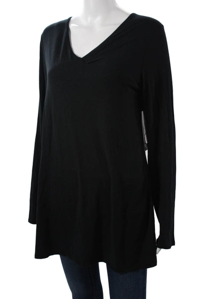 Lysse Women Basic Tunic Black V-Neck Long Sleeve Size M
