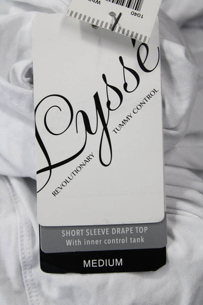 Lysse Womens Tunic Short Sleeve White Rayon Spandex Size M