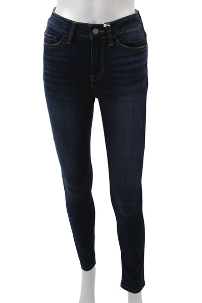 Flying Monkey Womens Skinny Ankle Jeans Dark Blue High Rise Button Size 24