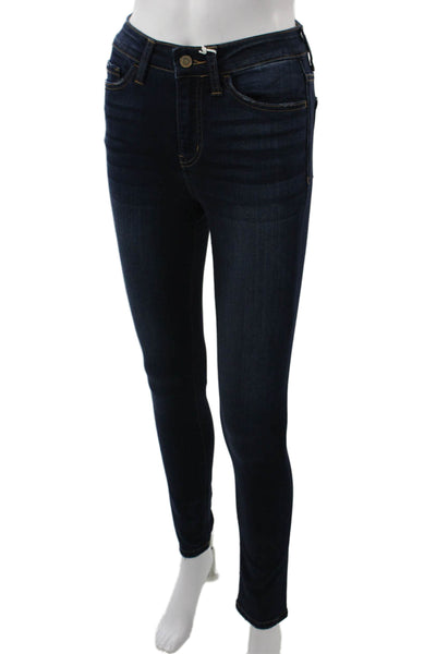 Flying Monkey Womens Skinny Ankle Jeans Dark Blue High Rise Button Size 24