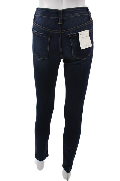 Flying Monkey Womens Skinny Ankle Jeans Dark Blue High Rise Button Size 24