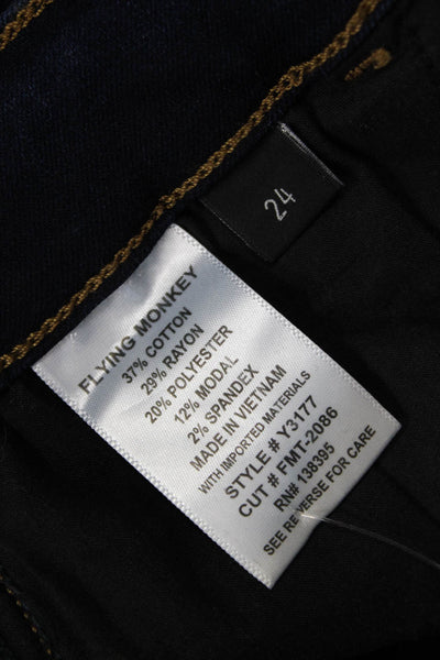 Flying Monkey Womens Skinny Ankle Jeans Dark Blue High Rise Button Size 24