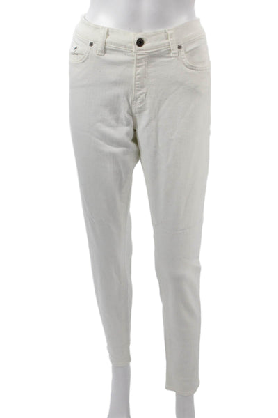 Principle Women Ankle Skinny Jeans White Mid Rise Button Size 31