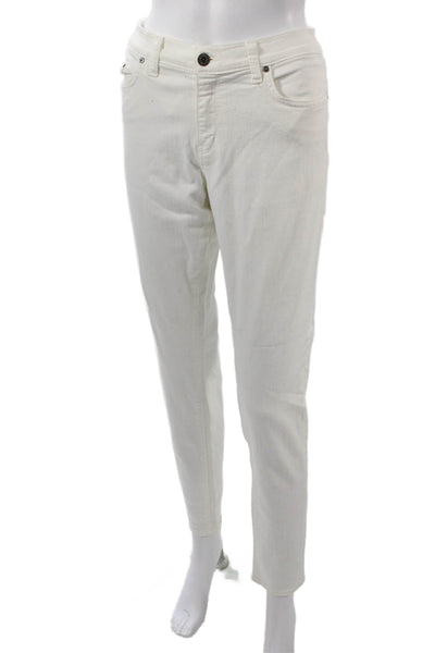 Principle Women Ankle Skinny Jeans White Mid Rise Button Size 31
