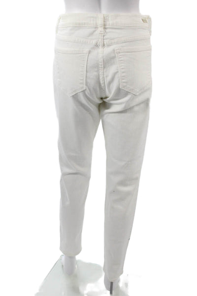 Principle Women Ankle Skinny Jeans White Mid Rise Button Size 31