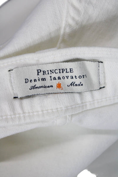Principle Women Ankle Skinny Jeans White Mid Rise Button Size 31