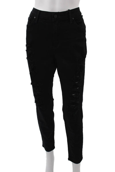Just Black Womens Skinny Distressed Black Jeans High Rise Size 31