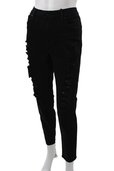 Just Black Womens Skinny Distressed Black Jeans High Rise Size 31